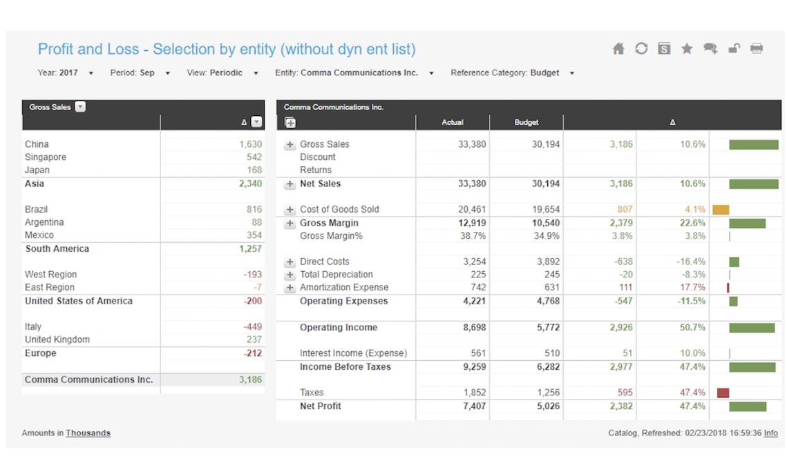 Profit Loss Selection By Entity Example Dashboard