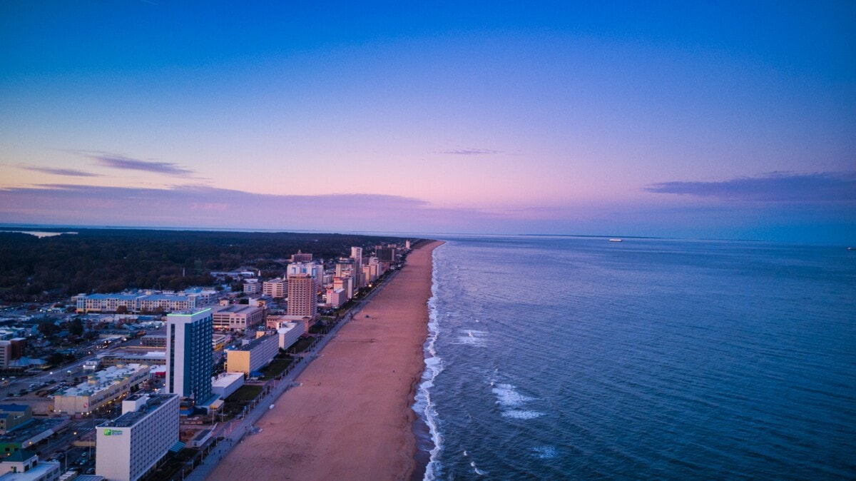 aerial view of the coastline in virginia beach