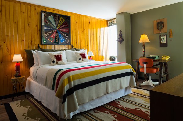 The idea for the custom room comes from Camp Wandawega's line for Land of Nod, which celebrates the whimsical vintage aesthetic of the retreat. A former Prohibition speakeasy once called "a disgrace to the great state of Wisconsin," Wandawega has come a long way over the years—the 91-year-old camp site is now a boutique lakeside getaway celebrating the simple pleasures of the great outdoors.