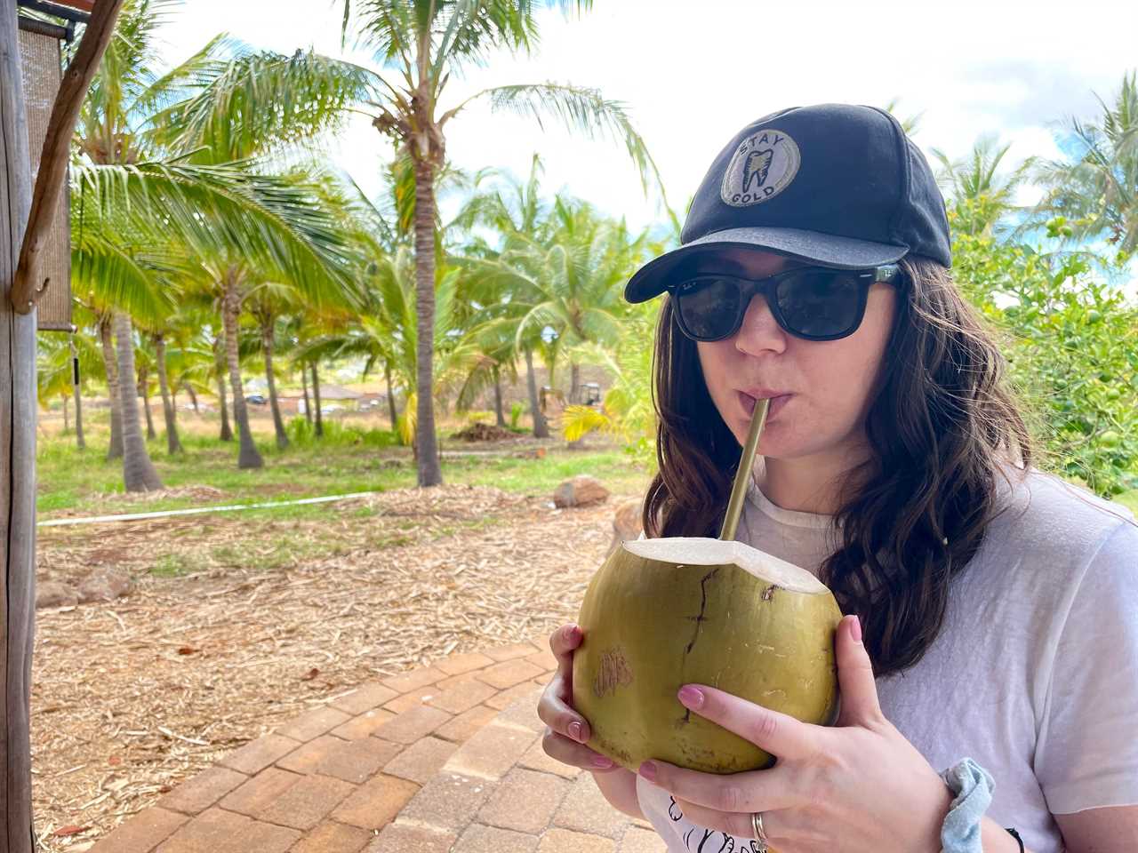 Jesse Collier with coconut