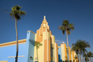 colorful painted Art Deco houses in Miami Florida USA