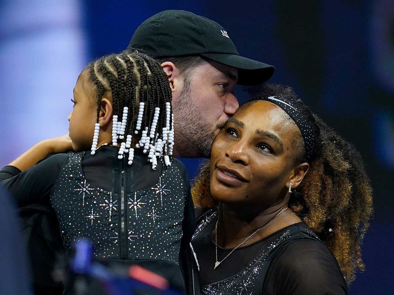 Alexis Ohanian (center), Olympia Ohanian (left), and Serena Williams.