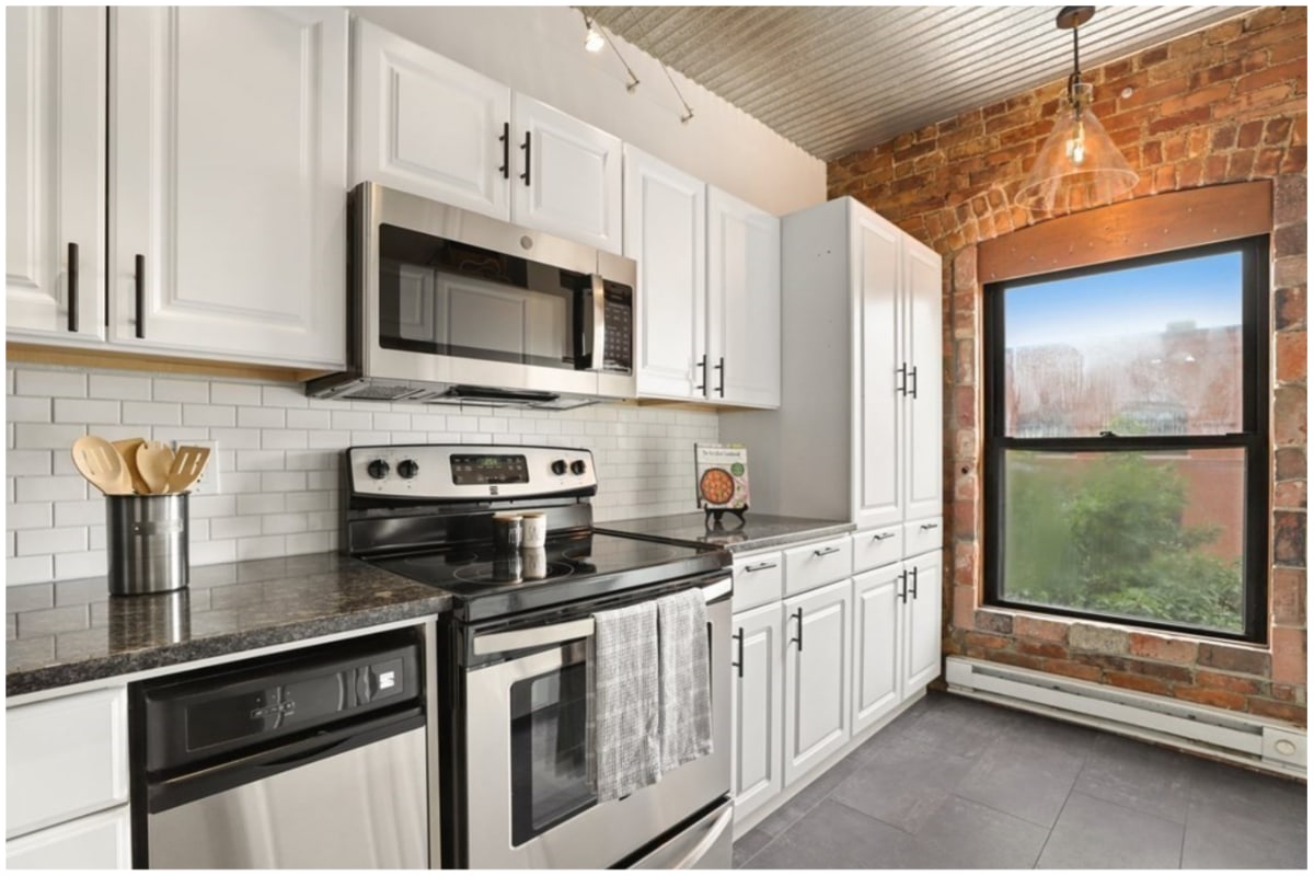 Kitchen with microwave over stove