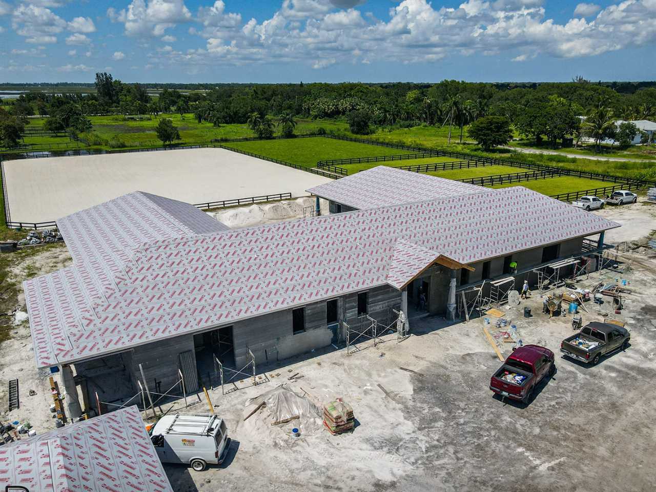 Aerial view of Printed Farms' barn