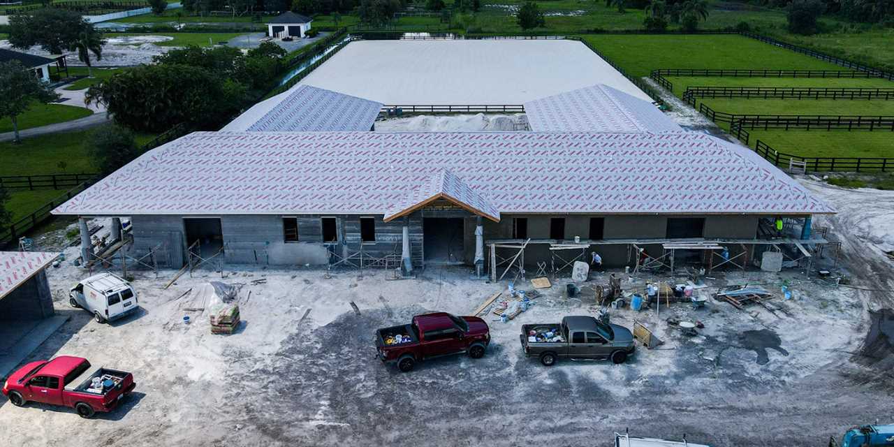 Exterior of Printed Farms' 3D-printed horse barn