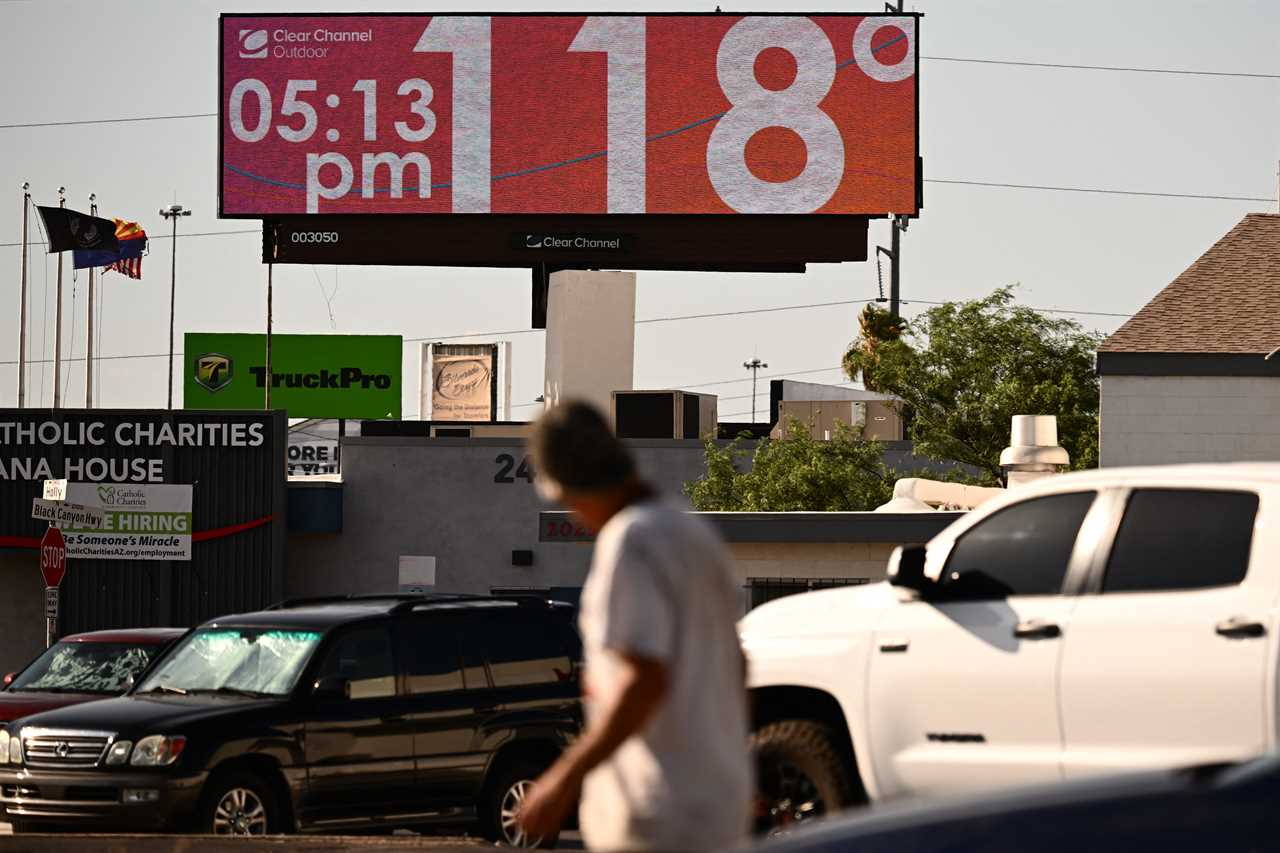 Billboard reads 118 degree temperature in Phoenix