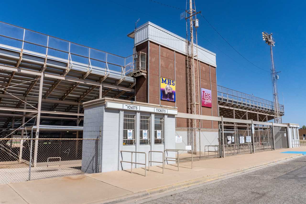 A football stand at Legacy High School.