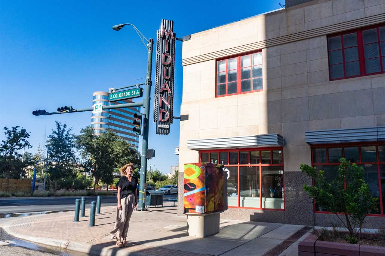 Christine Foreman standing on Colorado Street.