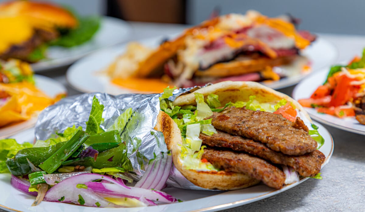 plate with a gyro and other varying foods