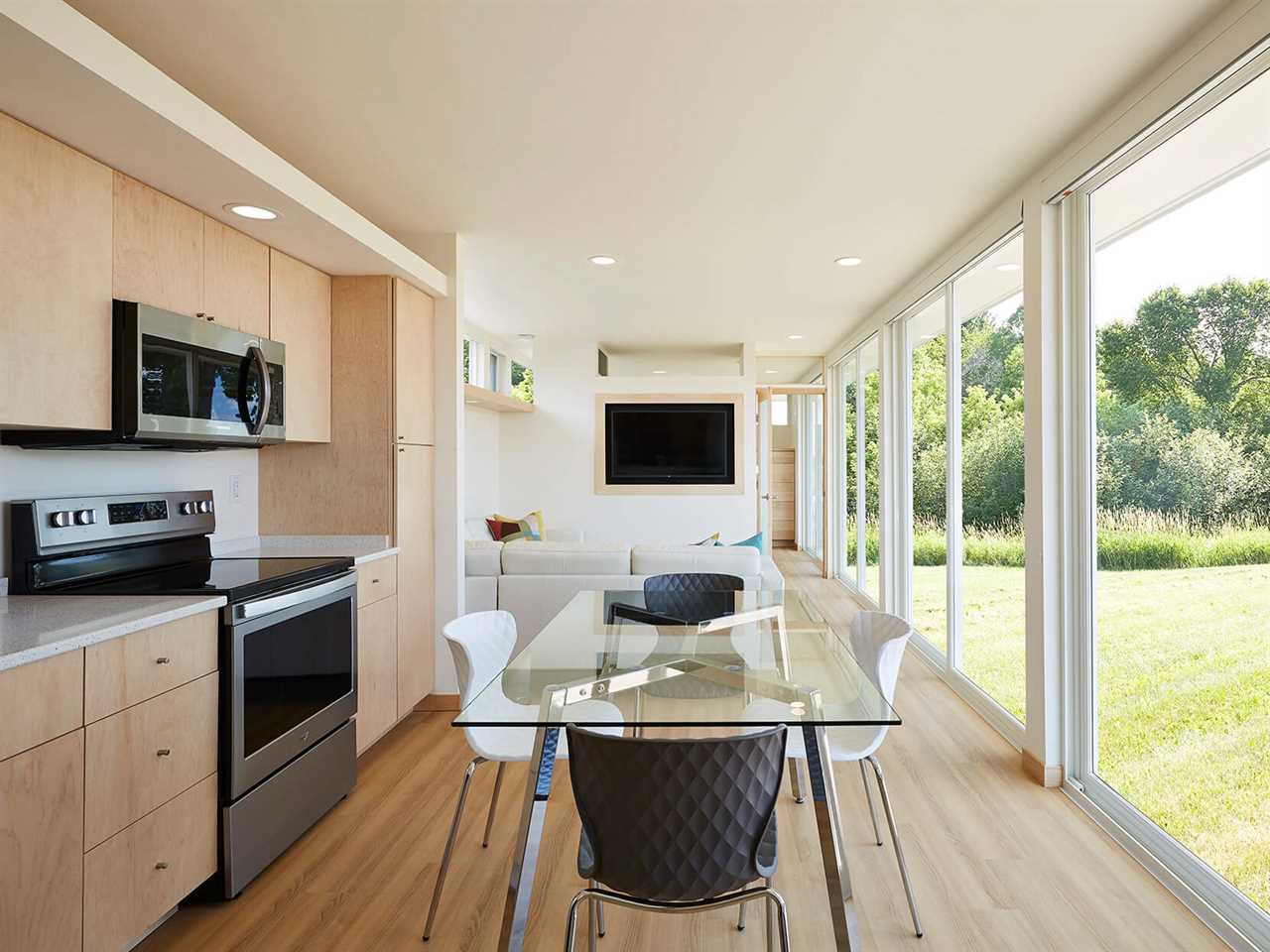 The living room inside the N1 tiny home at Escape Tampa Bay's The Oaks