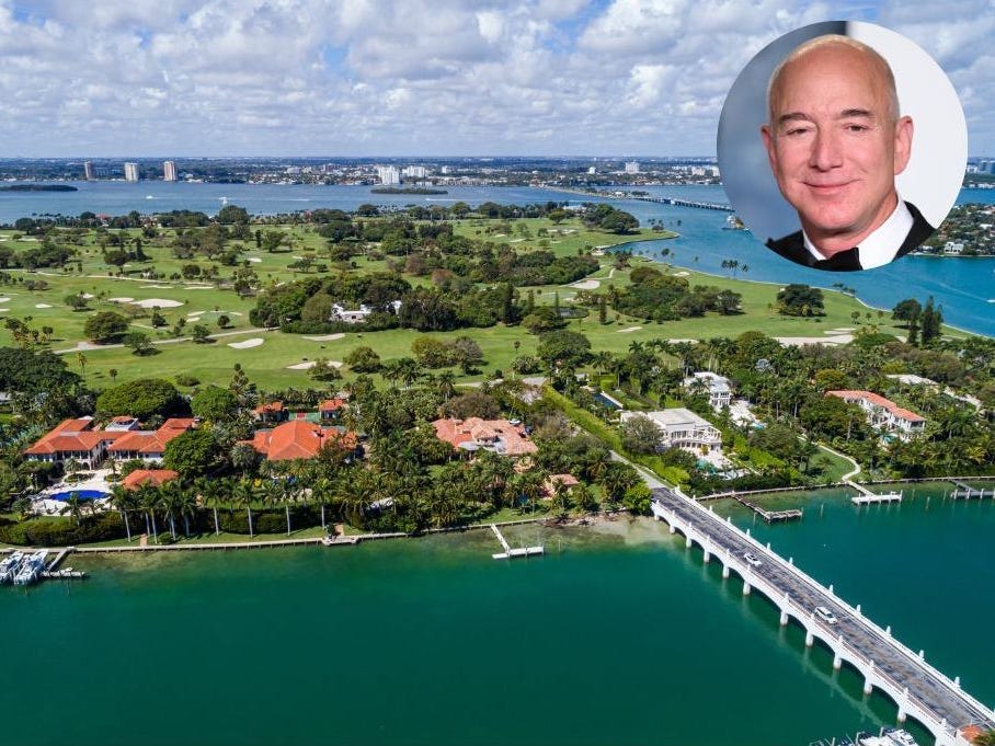 Jeff Bezos has reportedly purchased a waterfront mansion in Indian Creek, an artificial barrier island in Miami.