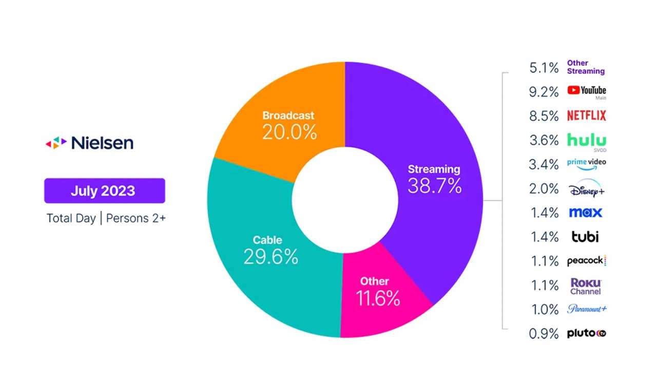 Pie chart showing different streaming services market share