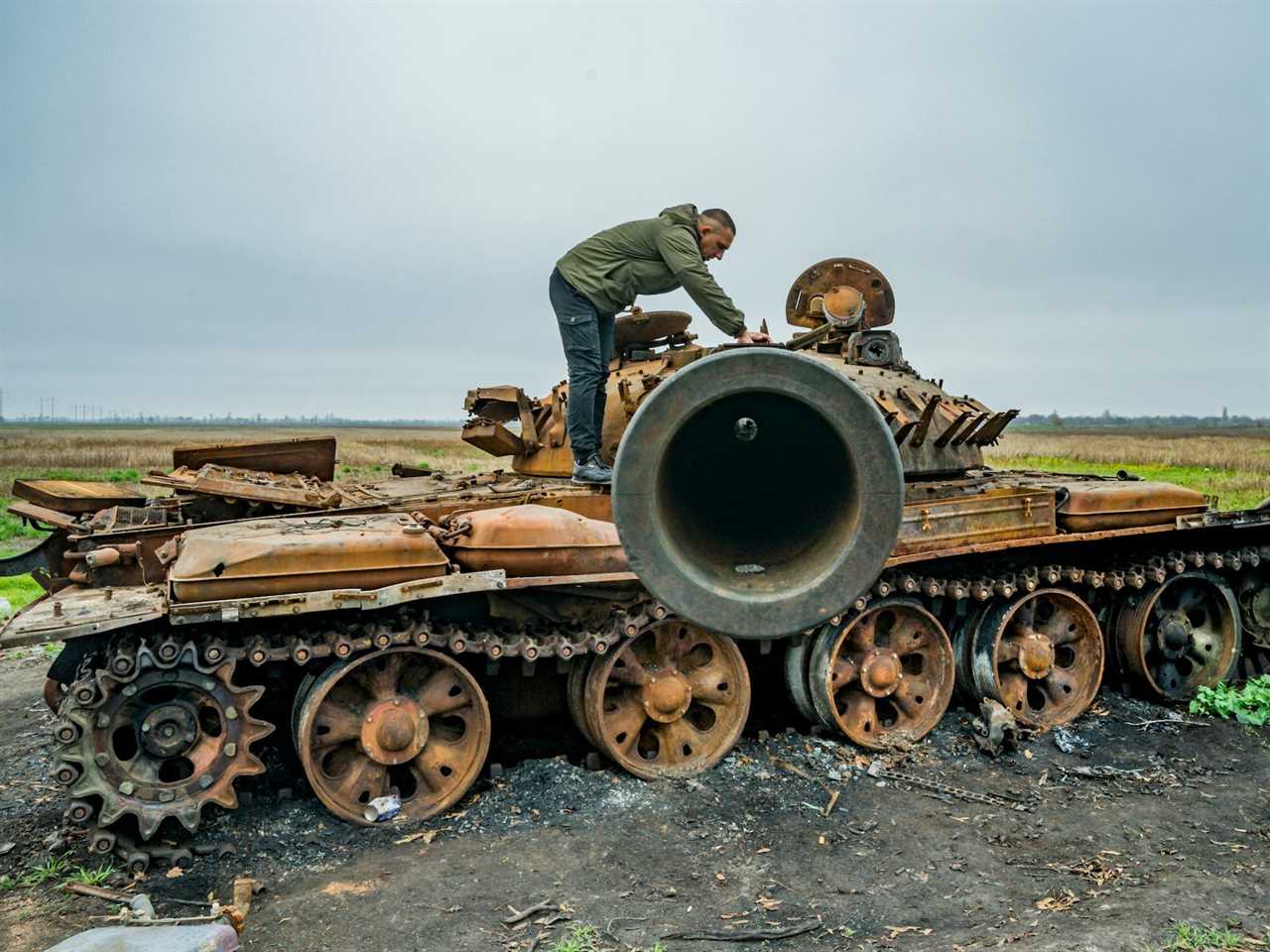 Destroyed Russian tank in Kherson Ukraine