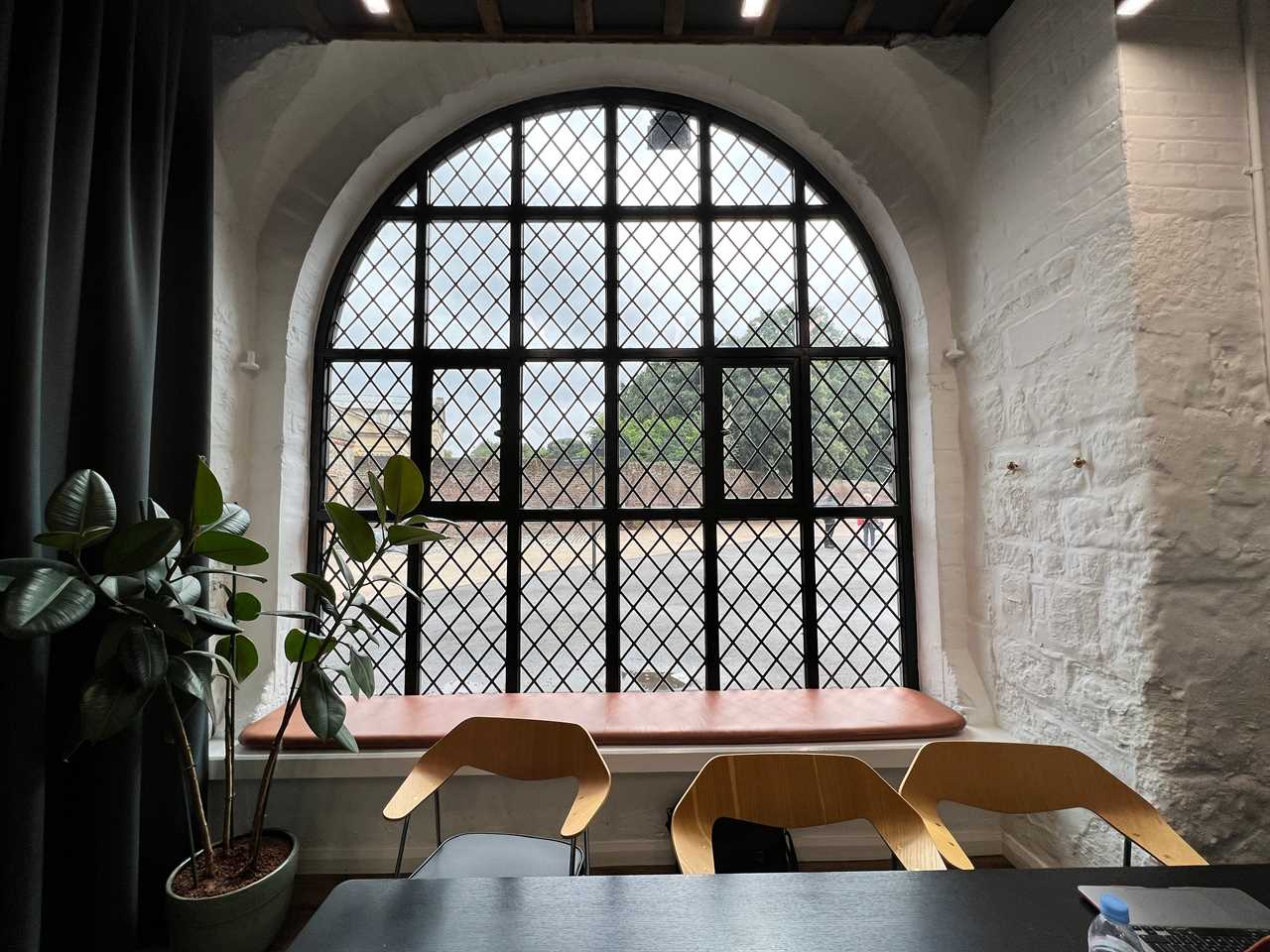 A window in a meeting room at Wheely's London headquarters