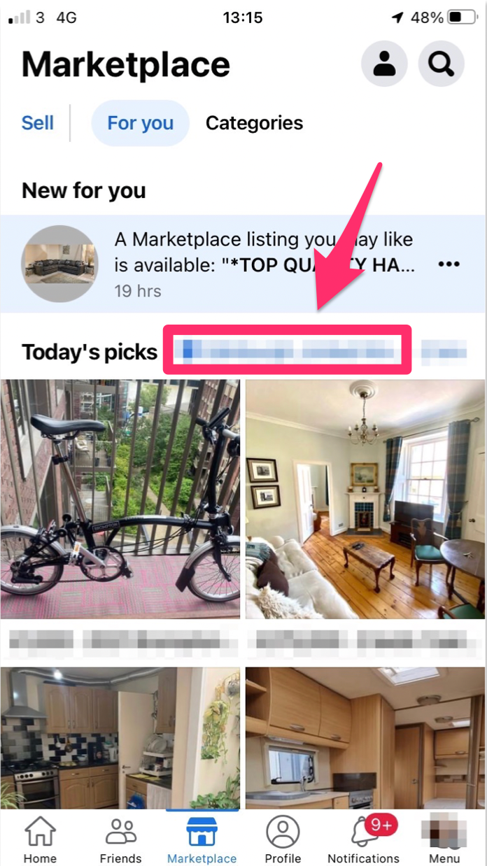 A screenshot of Facebook Marketplace shows where to find your location