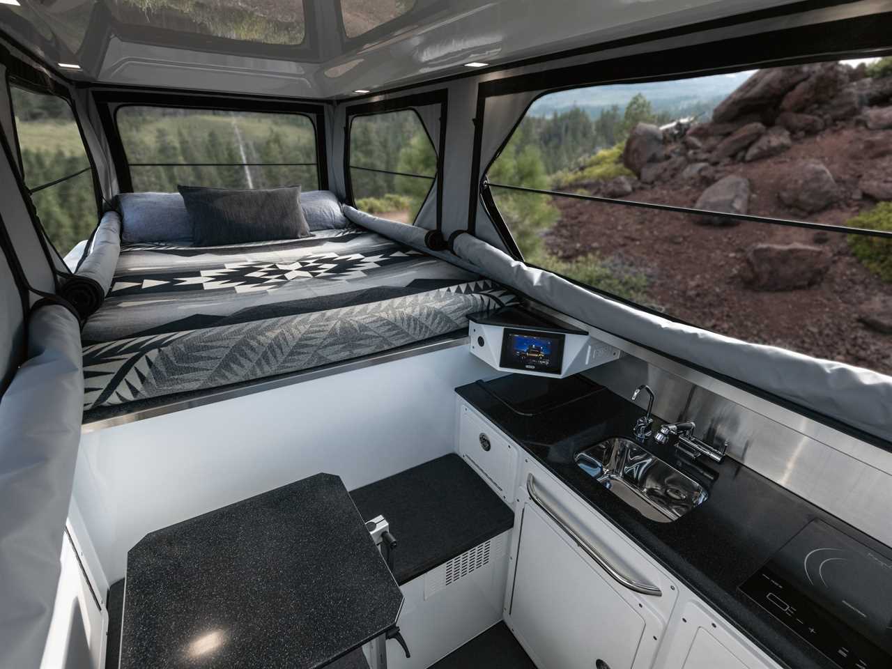 Inside EarthCruiser's "house" on the GMC Hummer EV.