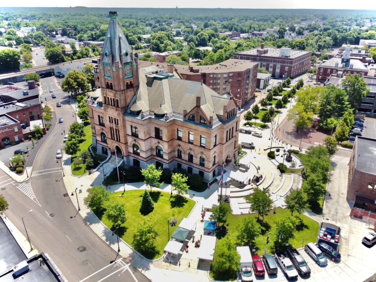 brockton ma downtown with historic building