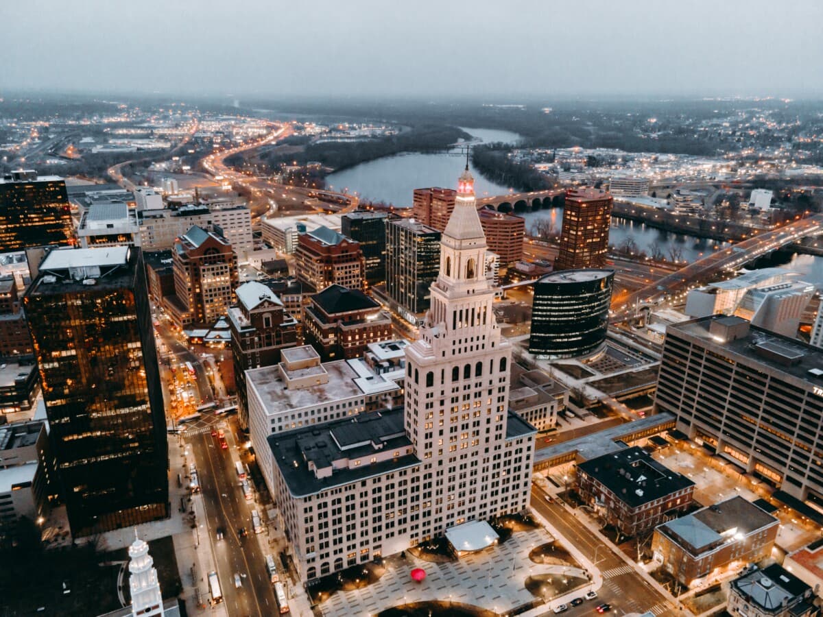 hartford connecticut skyline at night