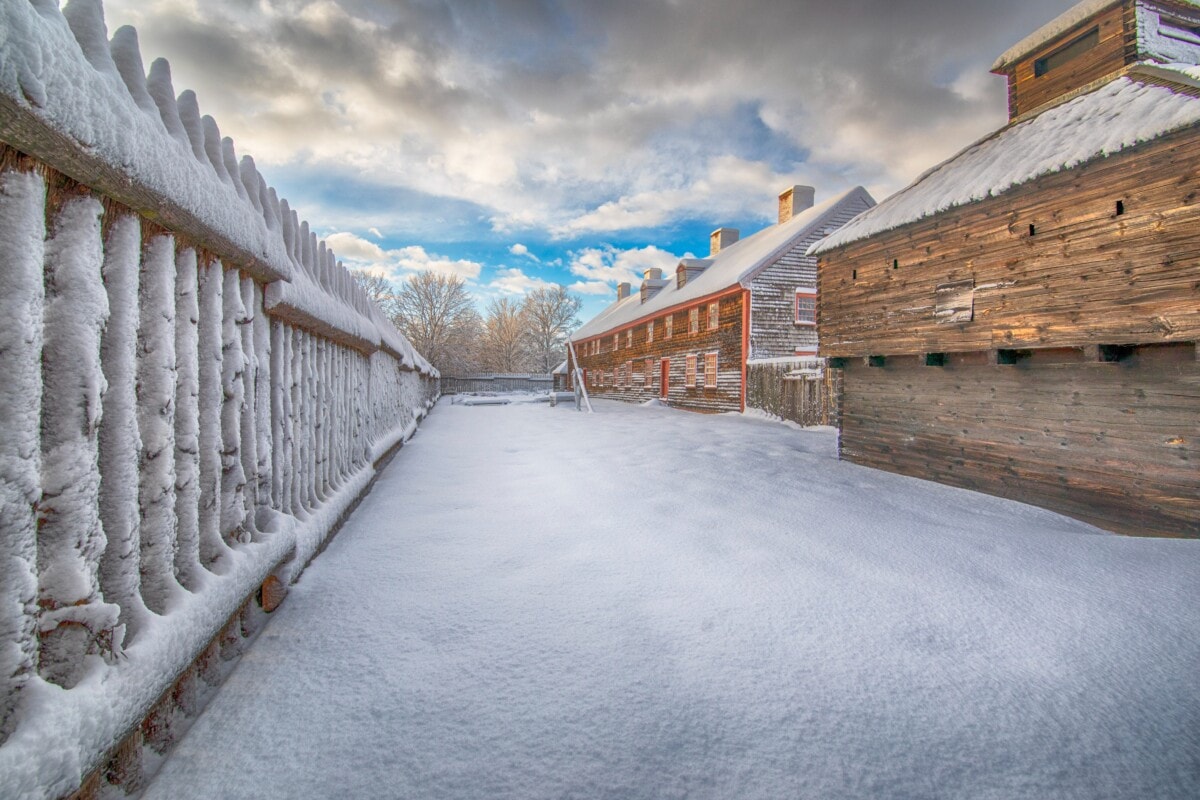 fort western in Augusta Maine during winter