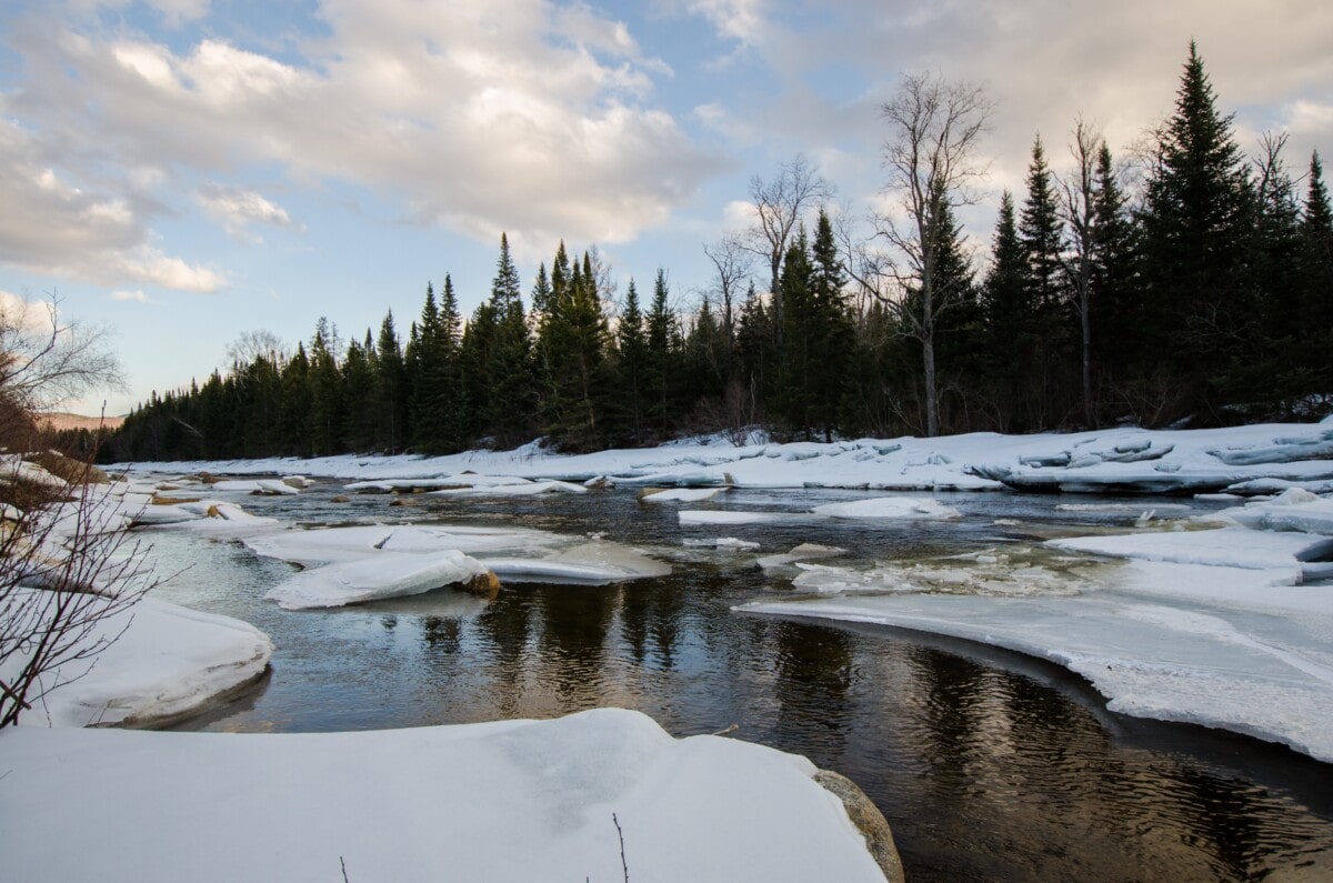 maine lake in winter