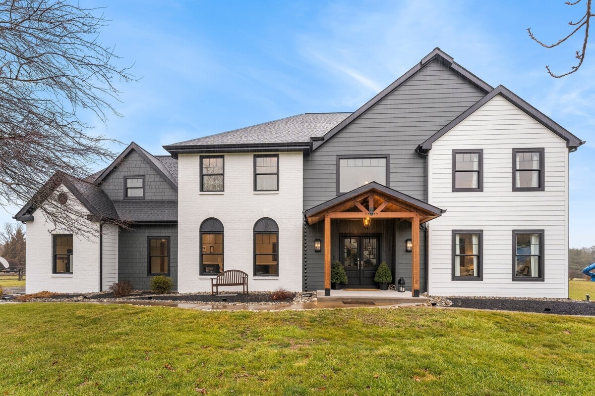 gray and white modern home in new hope pennsylvania