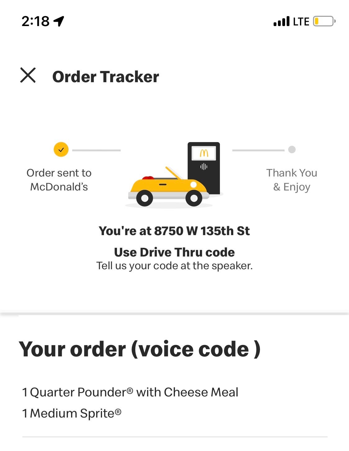 McDonald's mobile order