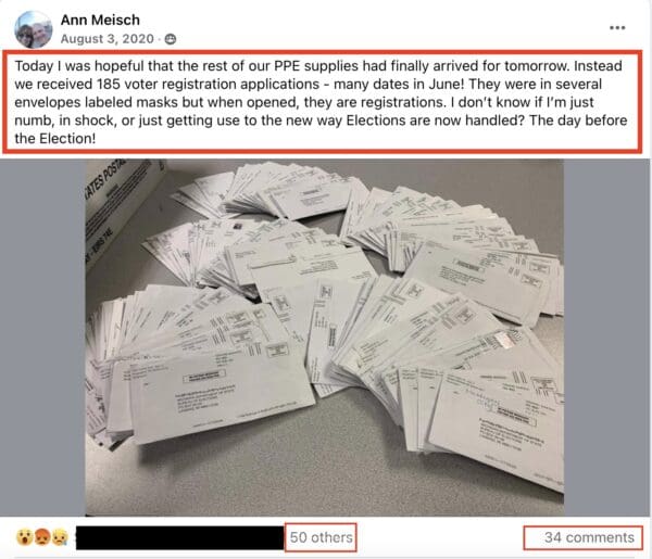 IT WAS NOT JUST GBI STRATEGIES! Multiple MI Clerks Reported Receiving Late Voter Registrations – Include Photos from MI SOS Jocelyn Benson’s Office Marked “PPE” – Delivered Only ONE Day Before Election – What’s Going On?