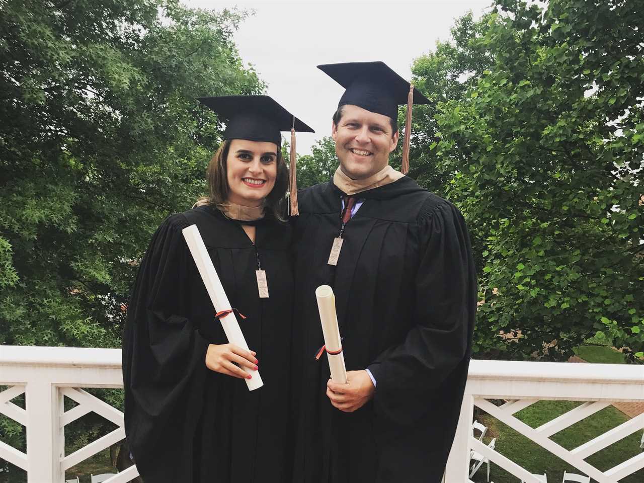 Sasha Kelemen and her husband, Chris, on graduation day at the Darden School of Business at UVA.