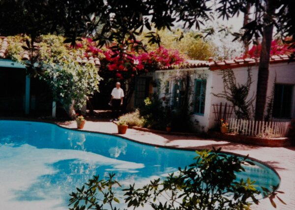 The pool and backyard as it was when she owned the Brentwood home, part of the collection of fan Greg Schreiner.