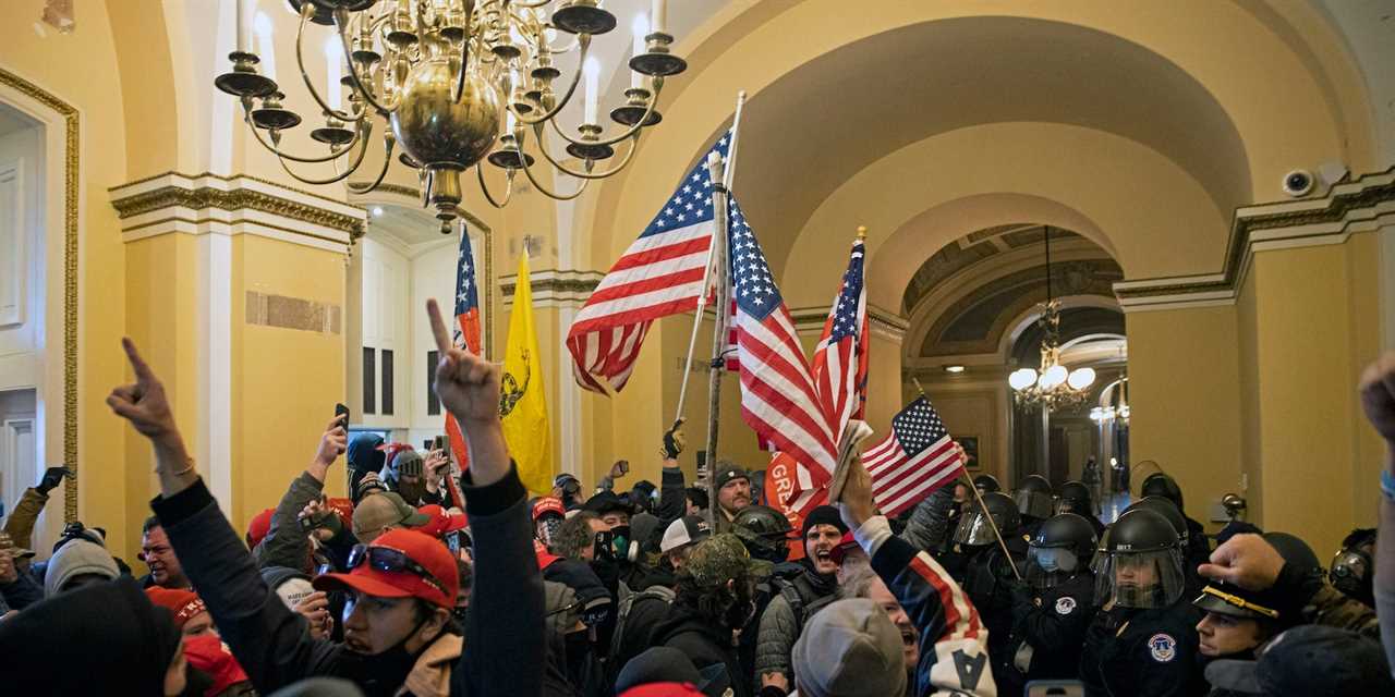 Rioters inside the US Capitol on January 6, 2021.