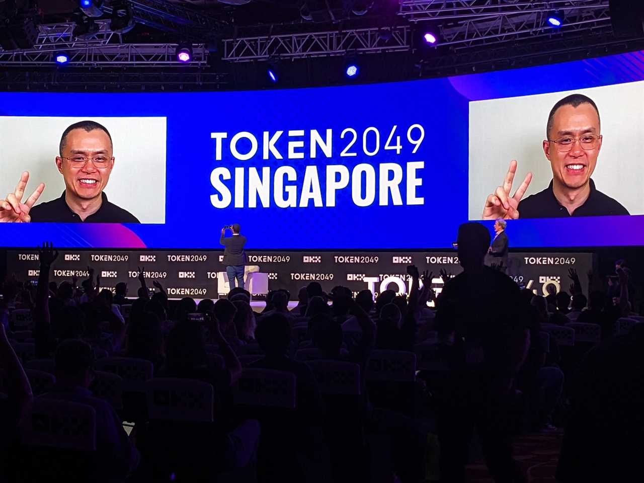 Changpeng Zhao at a fireside chat at Token2049