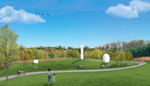 A rendering of the new South Meadow, reclaimed from a former parking lot.