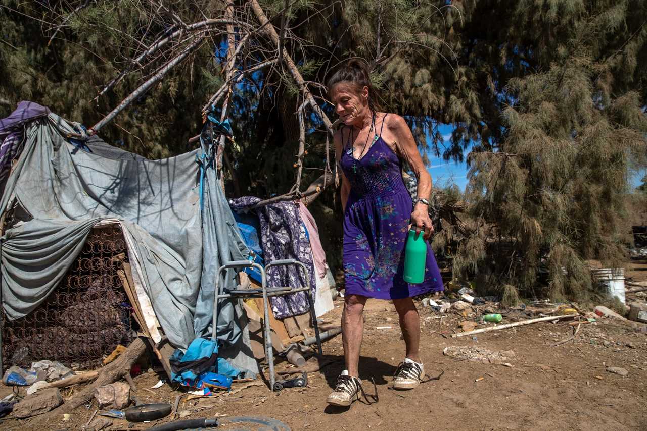 A 59-year-old homeless woman in California.