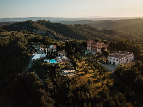 Villa Lena is located in the heart of rural Tuscany. The estate’s 19th-century villa (originally built for an Italian aristocratic family) now houses an artist-in-residence program. Surrounding agricultural buildings—former farmhouses, stables, and hunting lodges—have been converted into charming guest accommodations.