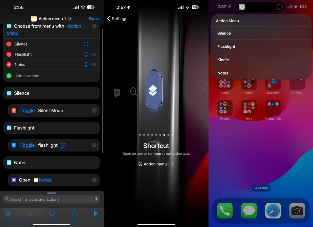 How to add multiple actions to the Action Button on iPhone 15 Pro