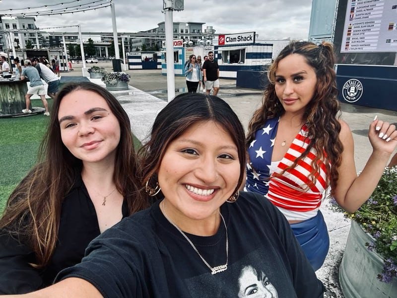 Lillian Lema (center) with friends she met on Bumble BFF.