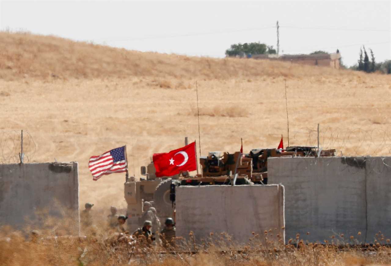 Turkish and U.S. troops return from a joint U.S.-Turkey patrol in northern Syria, as it is pictured from near the Turkish town of Akcakale, Turkey, September 8, 2019.