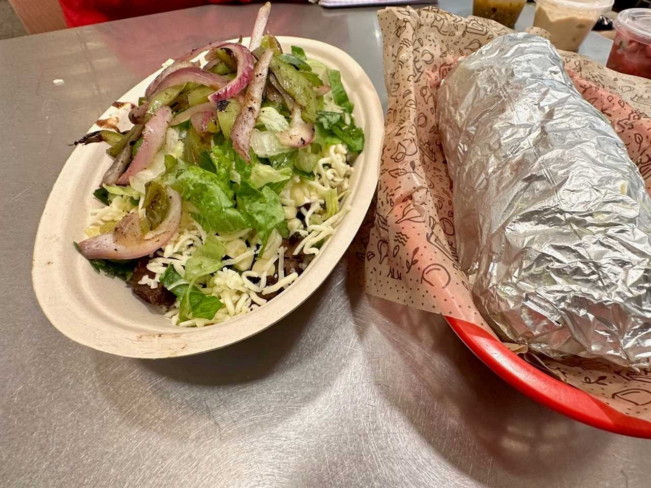 Chipotle burrito and bowl.