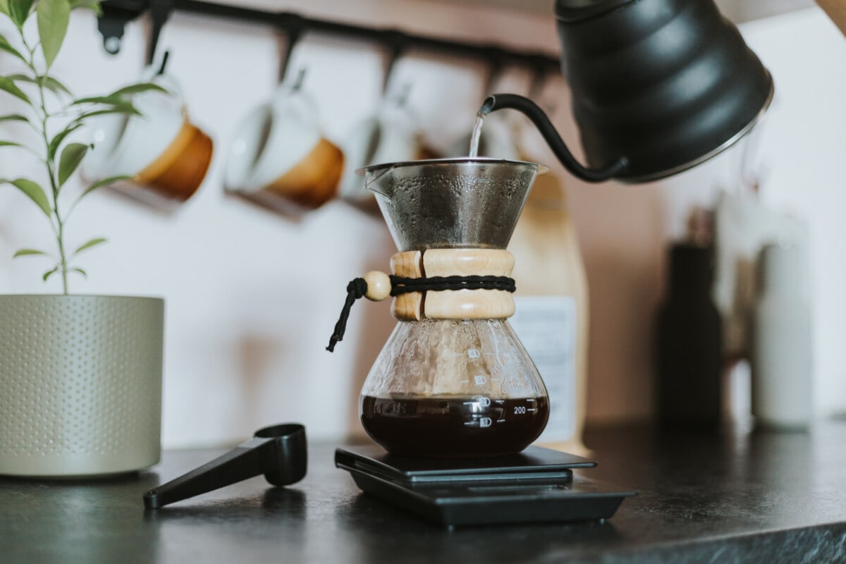 Pour over coffee being made