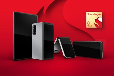 Rendering of phones and foldables shown with Snapdragon logo.