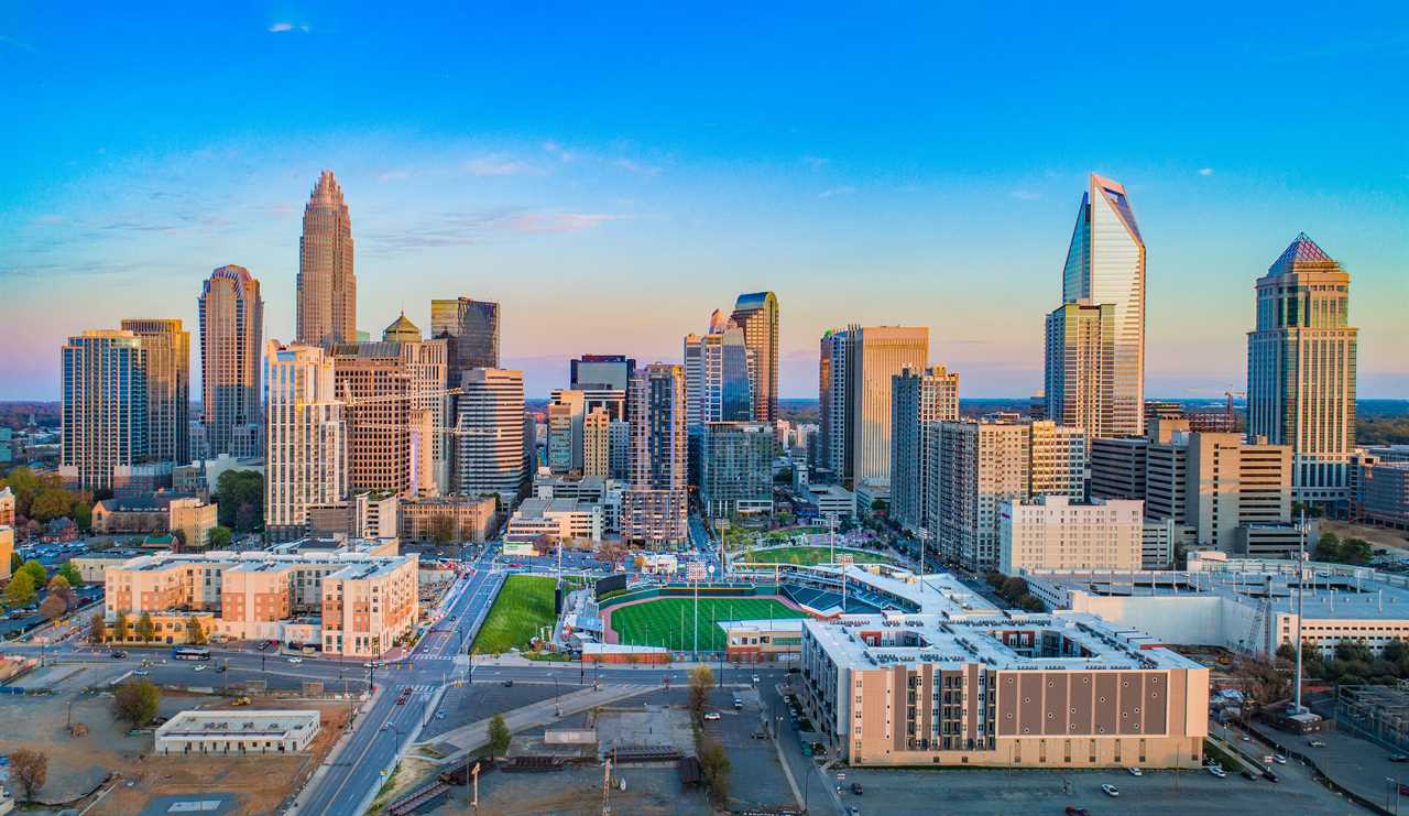 Aerial view of downtown Charlotte, North Carolina.