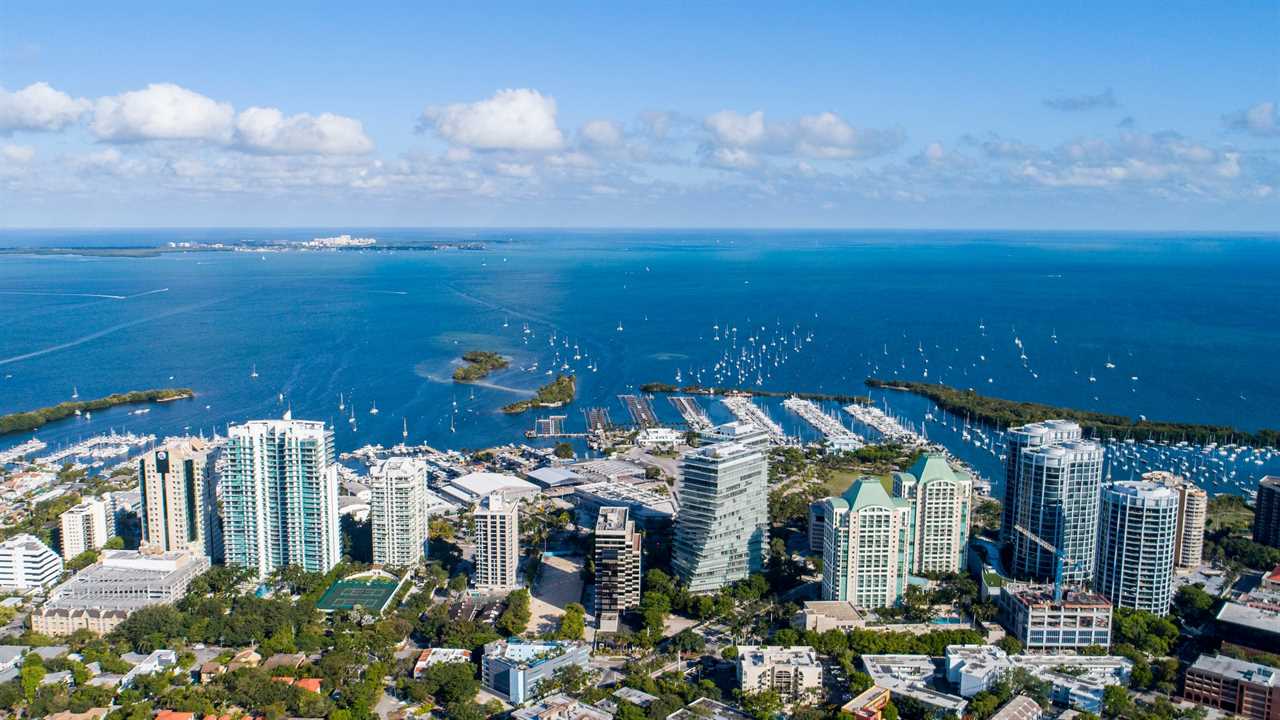 An aerial view of Coconut Grove, Florida.