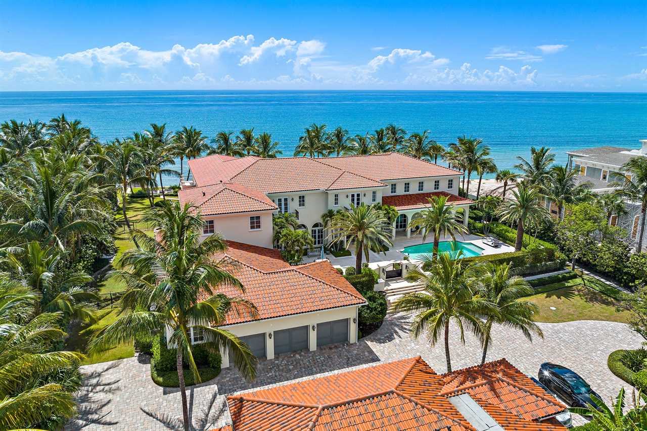 An aerial shot of a mansion in South Florida.