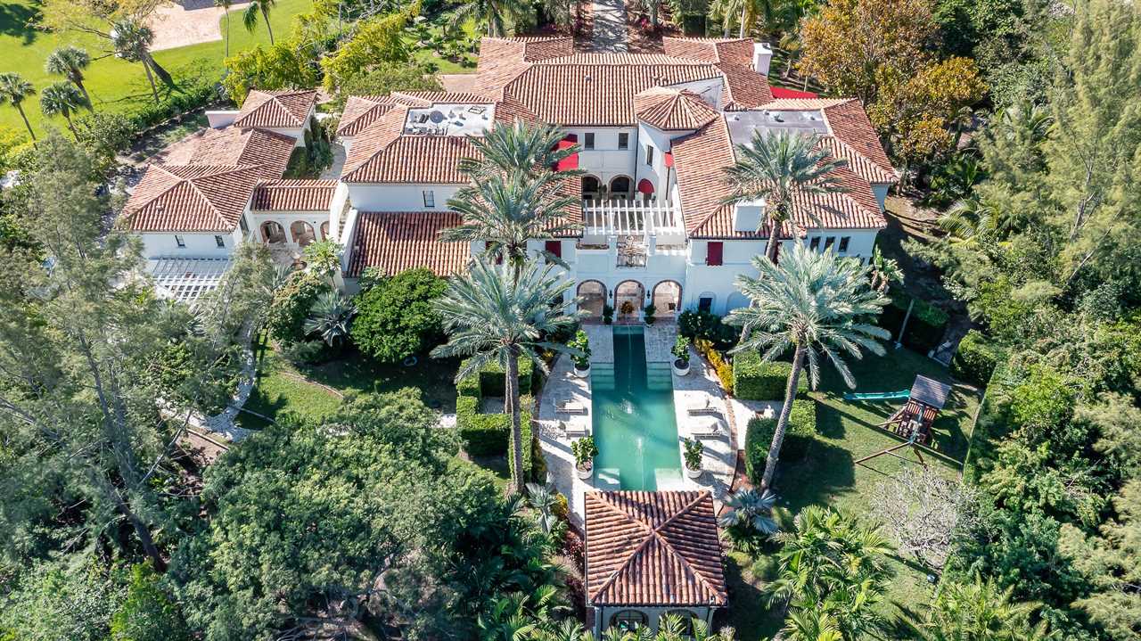 An aerial shot of a mansion in South Florida.