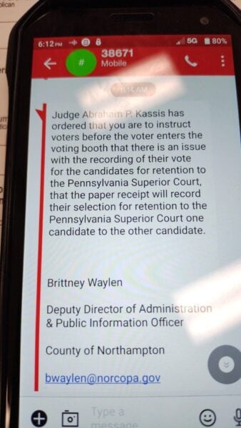 Pennsylvania Vote “Flip” Update:  Conflicting Advice Given to Voters Throughout Day, Precincts Were Running Out of Emergency Ballots