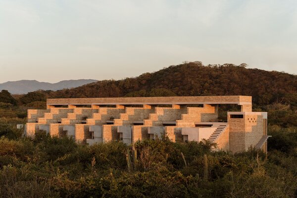 Mexican architect Alberto Kalach designed the brick-and-concrete Terrestre Hotel along the jungle coast of Puerto Escondido in Oaxaca.