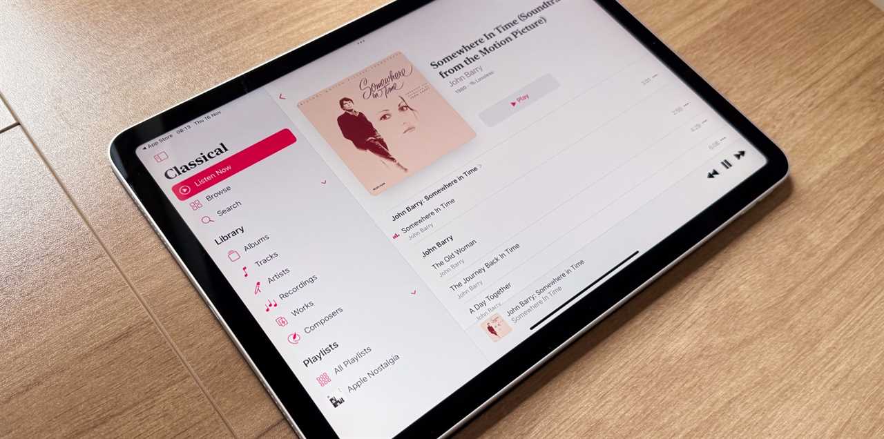 iPad Air running Apple Music Classical