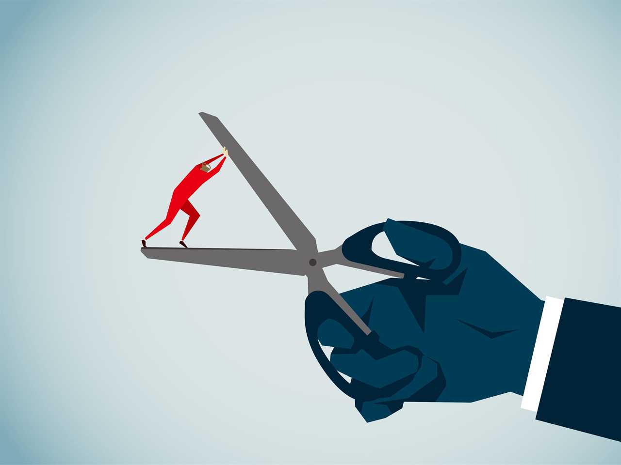 Image of a person fighting getting cut by a pair of scissors