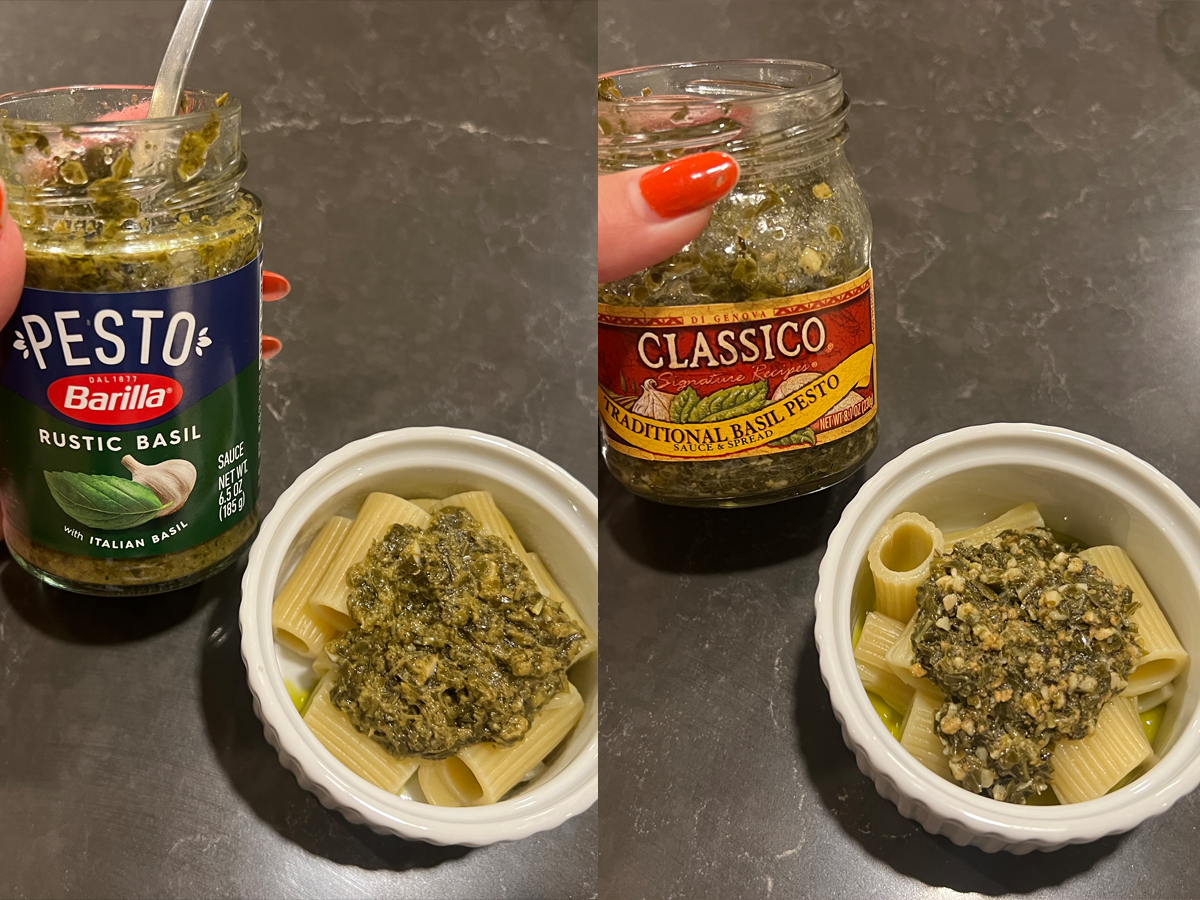 Barilla and Classico pesto.