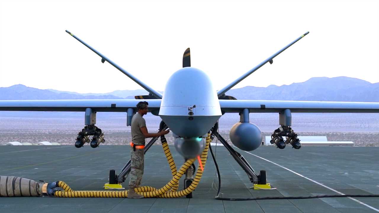 mq-9 reaper drone getting maintenance